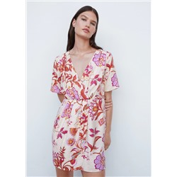 Vestido corto cruzado estampado