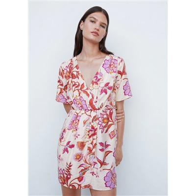 Vestido corto cruzado estampado