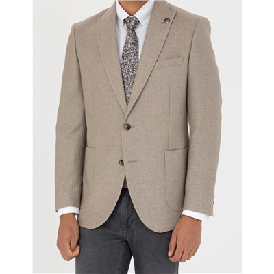 Bej Ekstra Slim Fit Blazer  Ceket