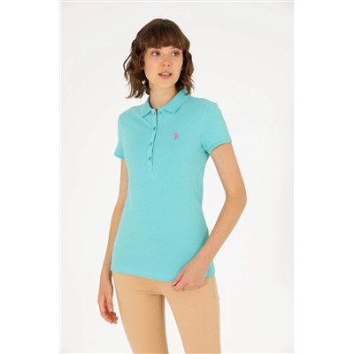 Kadın Mint Basic Polo Yaka Tişört
