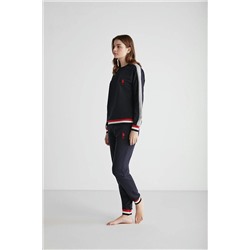U.S. Polo Assn. Kadın Pamuklu Lacivert Dar Paça Sweatshirt-Eşofman Altı 2'li Pijama Takımı 26944