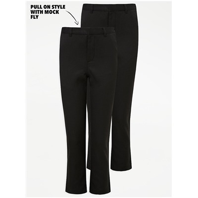 Easy On Senior Boys Black Slim Leg School Trouser 2 Pack