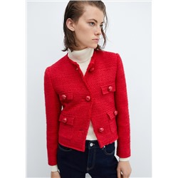 Chaqueta tweed bolsillos