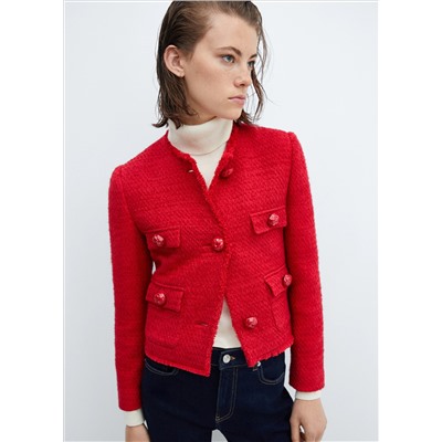 Chaqueta tweed bolsillos