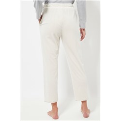 Pantalón 7/8 de pijama de terciopelo cintura alta - Crudo