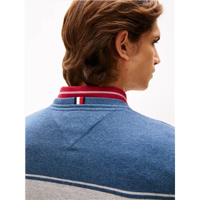 Block-Stripe Crewneck Sweater