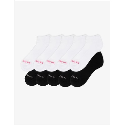 LADIES 10PK BLACK & WHITE ASSORTED LOW CUT SOCKS