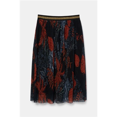 Falda midi plisada floral