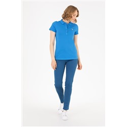 Kadın Saks Basic Polo Yaka Tişört