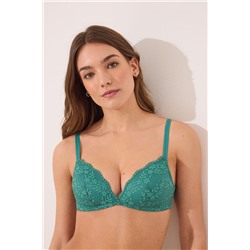 CHARMING Sujetador triangular encaje relleno verde