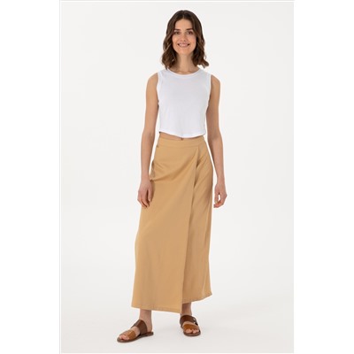 Kadın Camel Maxi Boy Dokuma Etek