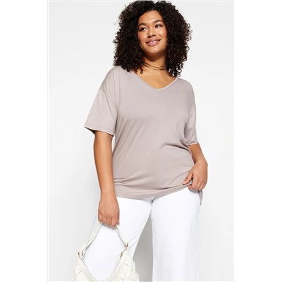 Vizon Yaka Detaylı Örme T-Shirt TBBSS22TS0877