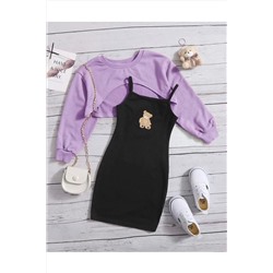 DLRboutique Ayıcık baskı elbise & sweat kombin 151