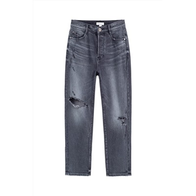 Vaquero slim fit 7/8 de tiro alto Gris oscuro