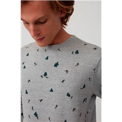 Sudadera polar Gris jaspeado y verde oscuro