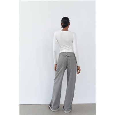 TRF HIGH-WAIST WIDE-LEG JEANS WITH BELT LOOP