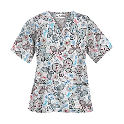 UA Garden of Wonder Royal Print Scrub Top