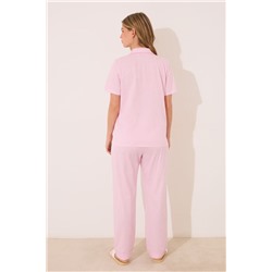 Pijama camisero largo algodón rosa rayas