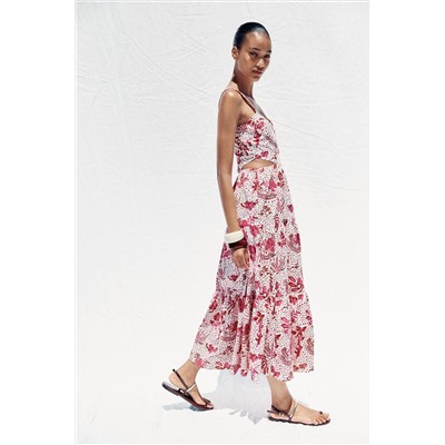 PRINTED MIDI CUT-OUT DRESS