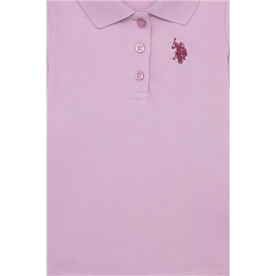 Kız Çocuk Açık Manolya Basic Polo Yaka Sweatshirt