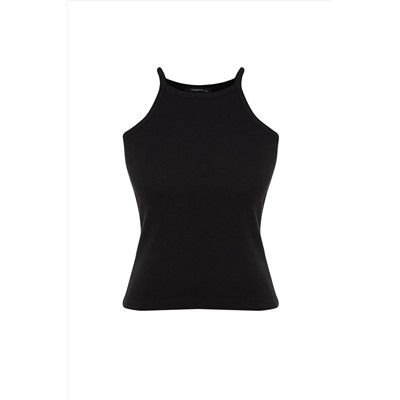 Siyah Halter Yaka Basic Örme Atlet TBBSS23CV00000