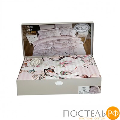 Постельное белье Карвен Stripe Satin с цветным принтом 1.5 спальное N249 -SB008(4пр.)