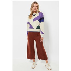Pantalón 7/8 cintura alta - Marrón
