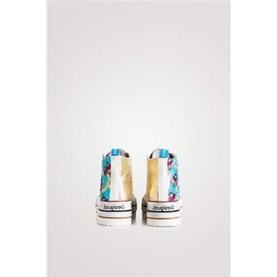 Sneakers altas plataforma patch floral