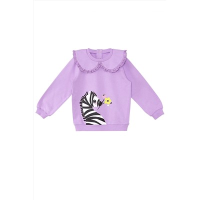 Denokids Zebra Kız Bebek Lila Sweatshirt CFF-23S1-115