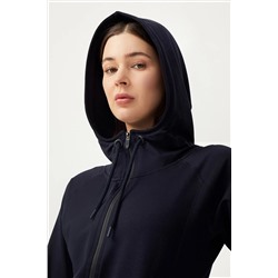 LOS OJOSKadın Lacivert Kapüşonlu Fermuarlı Sweatshirt Eşofman Üstü