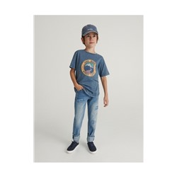 Melange-T-Shirt mit aufdruck