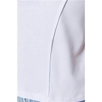 Beyaz Regular Bisiklet Yaka Dikiş Detaylı %100 Pamuk Örme Crop Büyük Beden T-Shirt TBBSS23BF00037