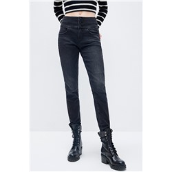 Vaquero slim fit de tiro alto Negro