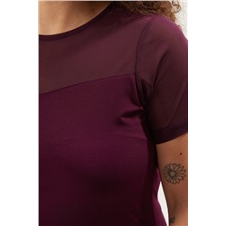 Mürdüm Kalp Yaka Mesh Detaylı Örme Bluz TBBSS24AF00046