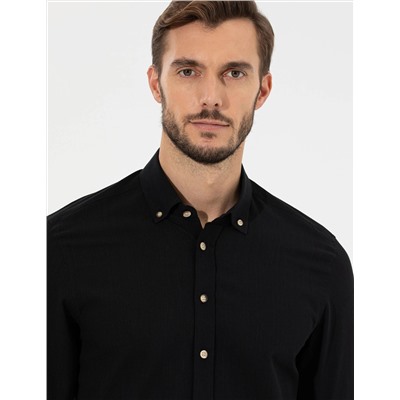 Siyah Slim Fit Uzun Kollu Gömlek