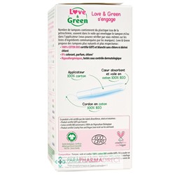 Love&Green Tampons Hypoallergéniques - 100% Coton BIO - Révolution - Super x14