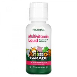 NaturesPlus, Source of Life, Animal Parade, жидкие мультивитамины для детей, вкус натуральных тропических ягод, 236,56 мл