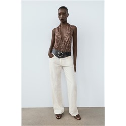 TULLE HALTER SCARF BODYSUIT