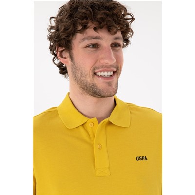 Erkek Regular Fit Polo Yaka Sarı Basic Tişört