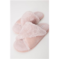 Zapatillas abiertas casa pelito rosa
