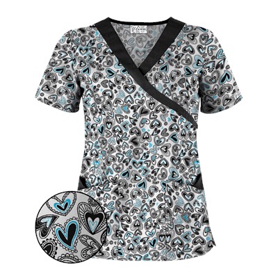 UA Change Of Heart Black Mock Wrap Scrub Top