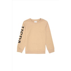 Erkek Çocuk Kum Basic Bisiklet Yaka Sweatshirt