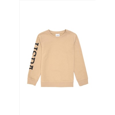 Erkek Çocuk Kum Basic Bisiklet Yaka Sweatshirt