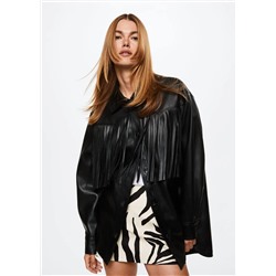Chaqueta flecos efecto piel -  Mujer | MANGO OUTLET Melilla