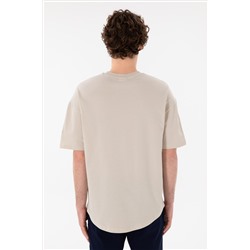 Erkek Long Fit Bisiklet Yaka Taş Basic Tişört