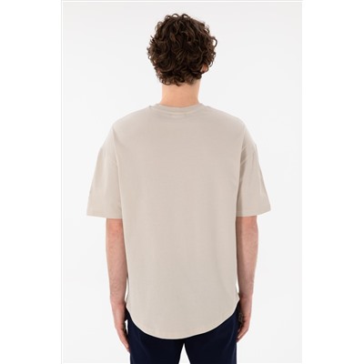 Erkek Long Fit Bisiklet Yaka Taş Basic Tişört