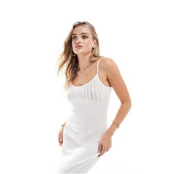 ASOS DESIGN pointelle scoop neck maxi dress in cream