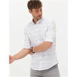 Bej Slim Fit Uzun Kollu Gömlek