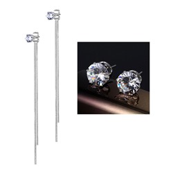 Kristall-Ohrstecker mit Kettchen