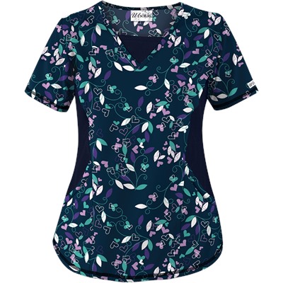 UA Nature's Heart Navy Print Scrub Top